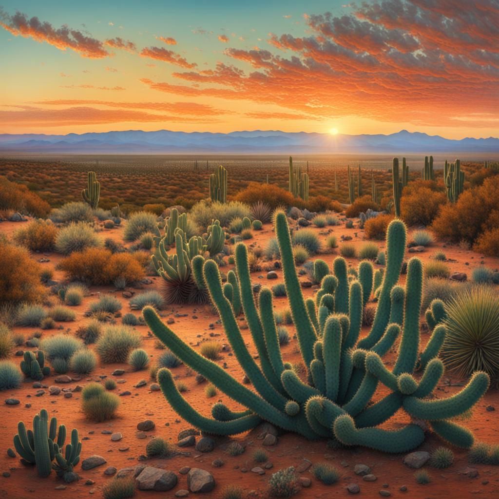 Desert Sunrise Panorama in Australian Tonalism