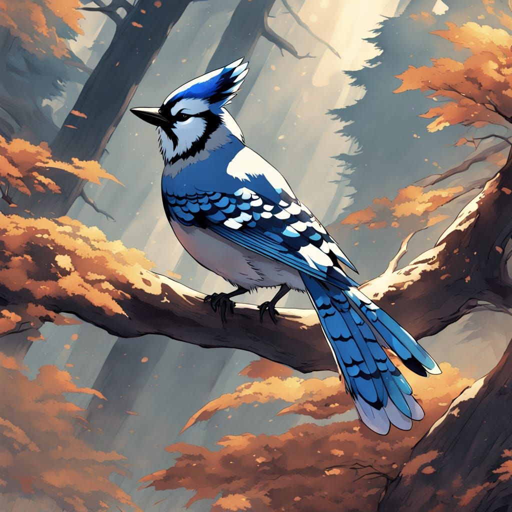 Ethereal Blue Jay in Golden Light