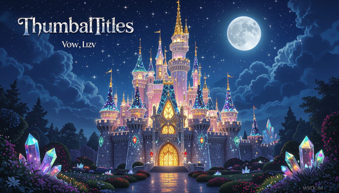 Majestic Crystal Castle in Starry Night Sky