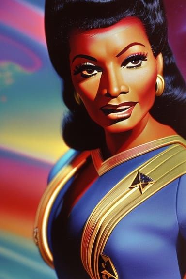 Uhura Star Trek Photoillustration in Kelly Freas Style