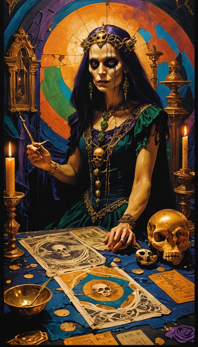 Macabre Skull Figure Dancing in Abandoned Ballroom