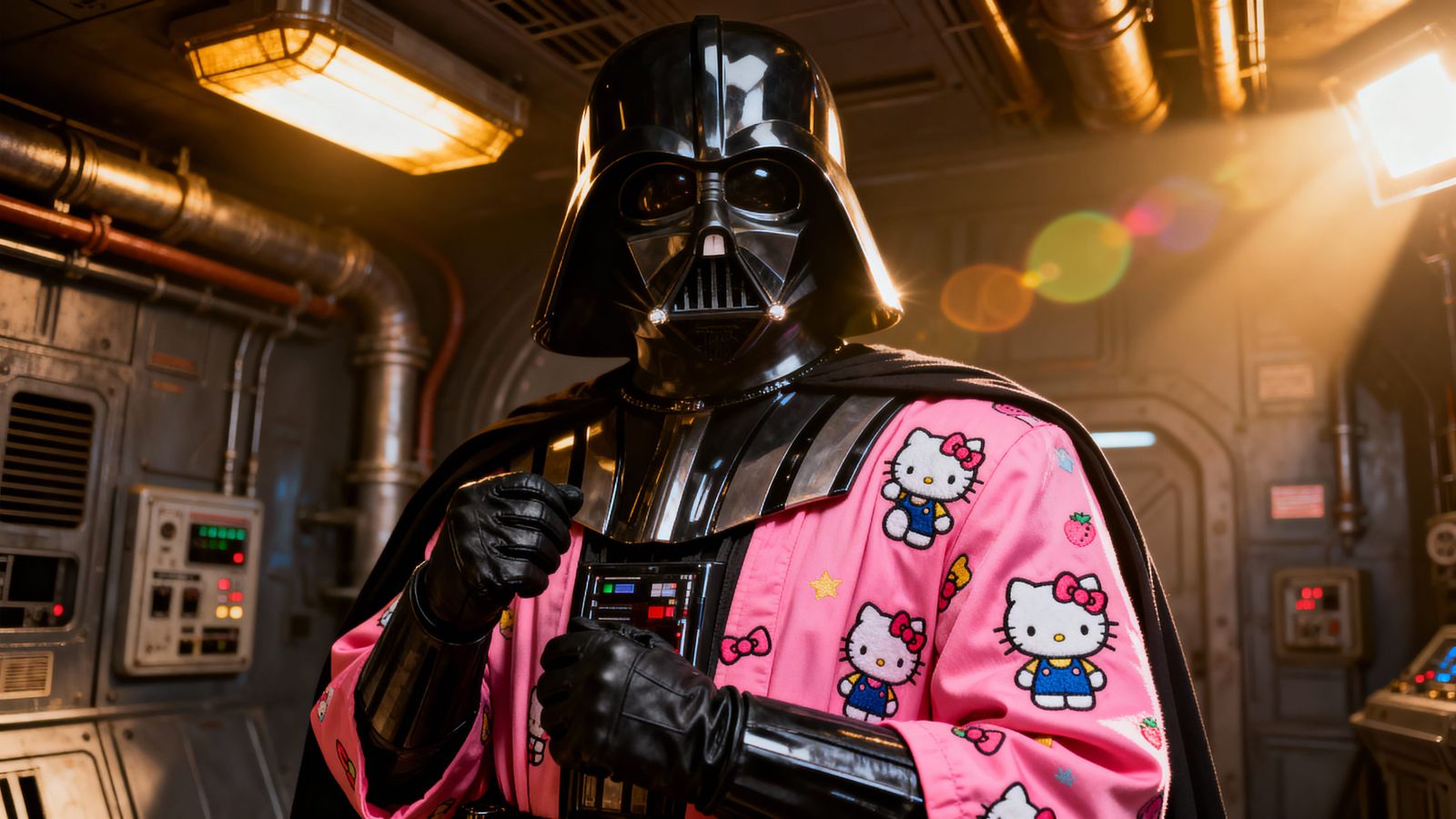Darth Vader in Hello Kitty Pajamas on Death Star