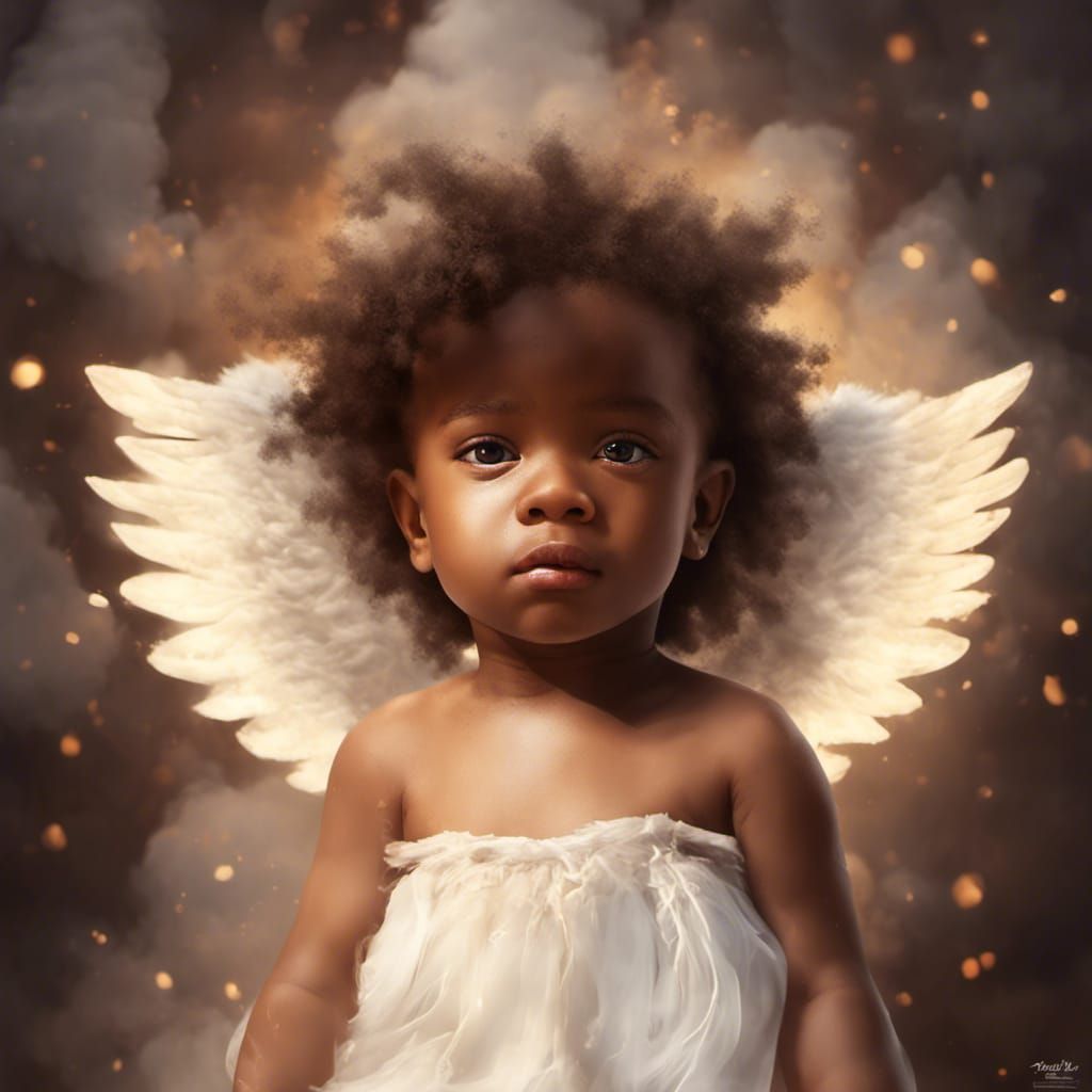 Radiant Black African Baby Angel Portrait