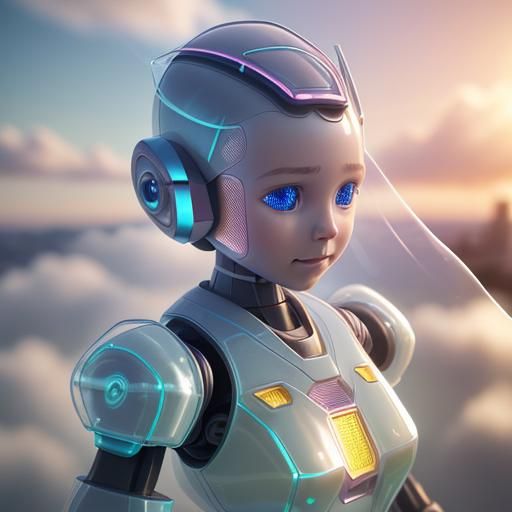 Cute Translucent Toy Robot in Octane Render