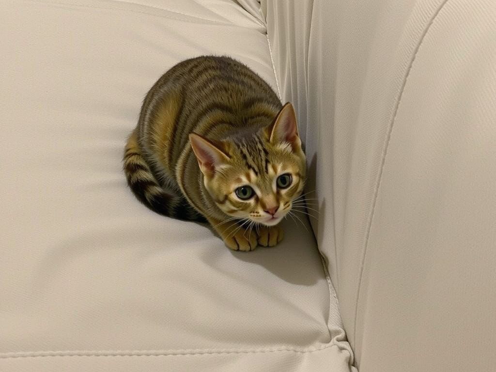 Anime Kitten Sleeping Peacefully on a Soft Couch