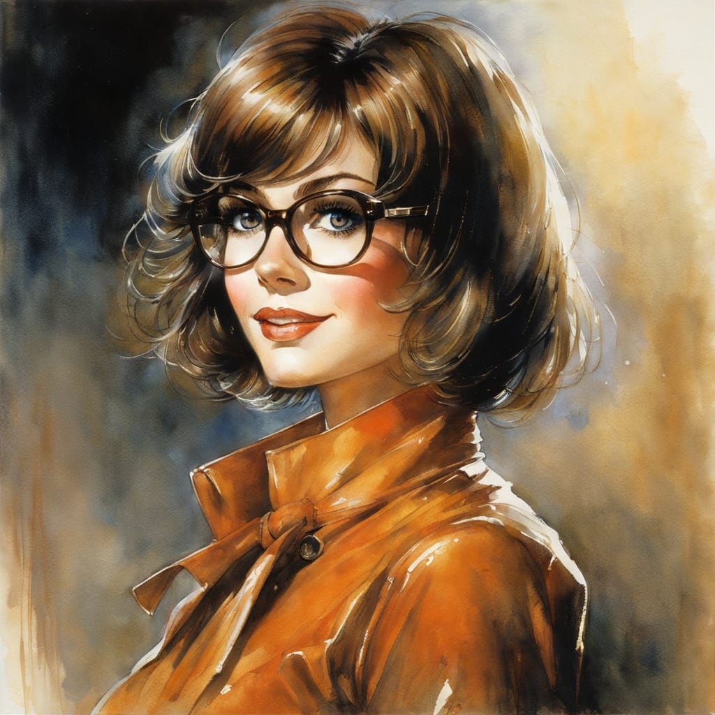 Impressionist Watercolor Portrait of Velma Dinkley