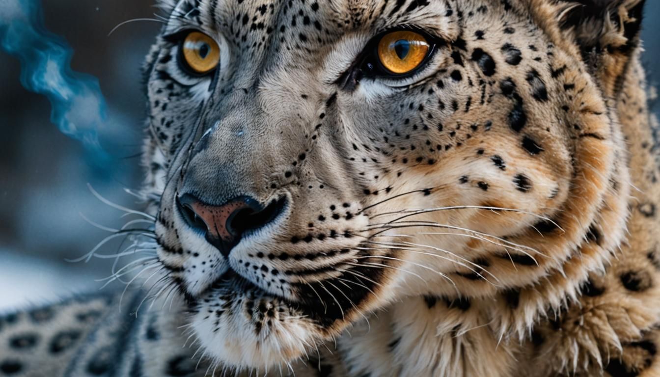 Hyper-Realistic Macro Photo of Snow Leopard