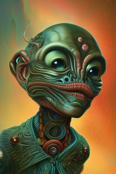 Adorable Alien Ruler: Digital Illustration in Fantasy Style
