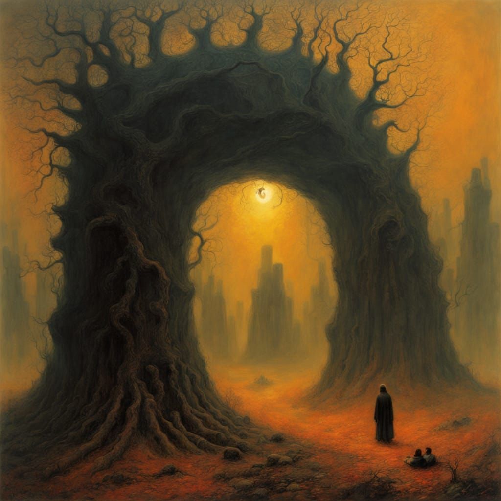 Disturbing Surrealist Landscape in Dark Autumnal Hues