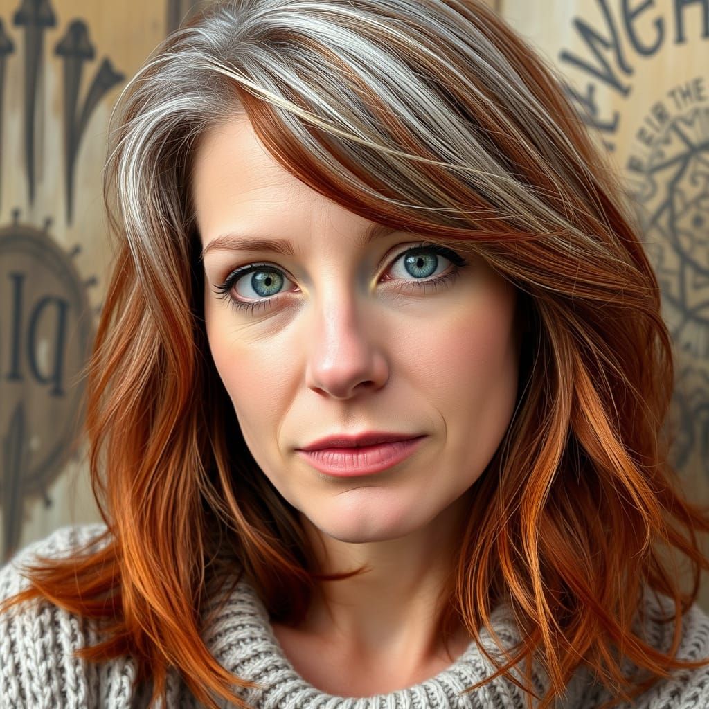 Ethereal Redhead Woman with Ageless Green Eyes