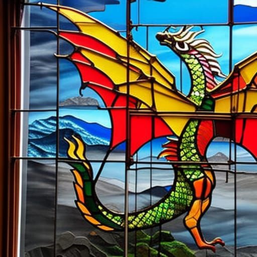 Dragon stained glass