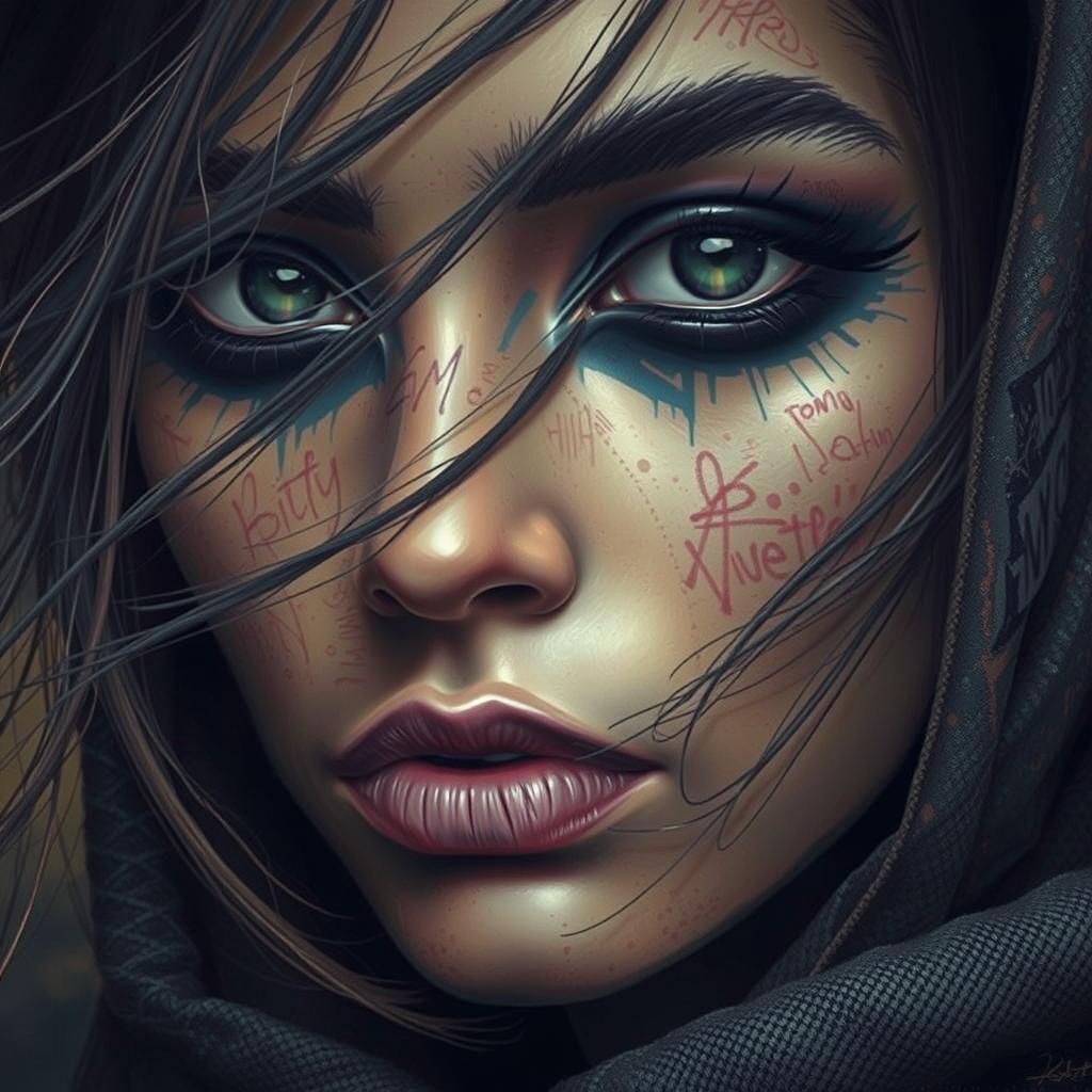 Vibrant Graffiti Cityscape at Dusk in Digital Painting Style