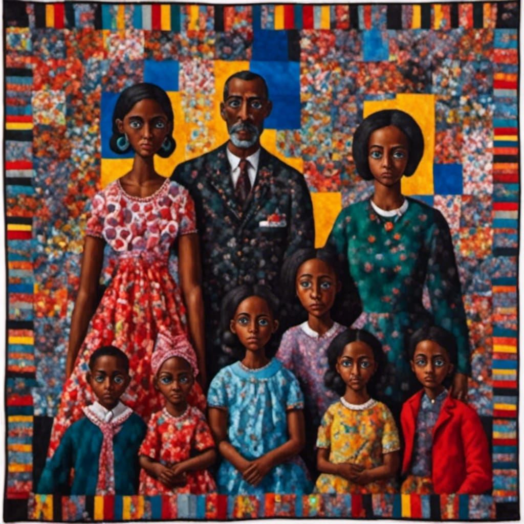 African American Family on a Story Quilt
