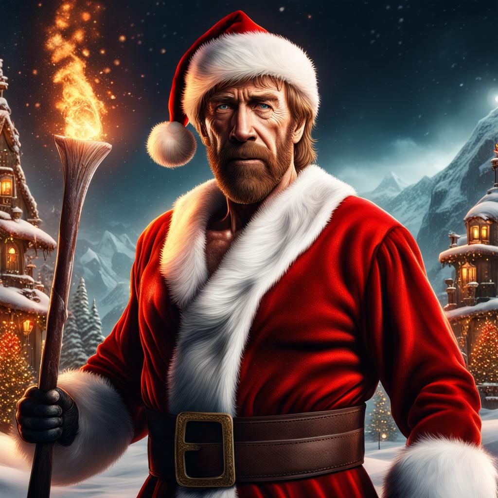 Chuck Norris as Santa Claus: Detailed Matte Painting