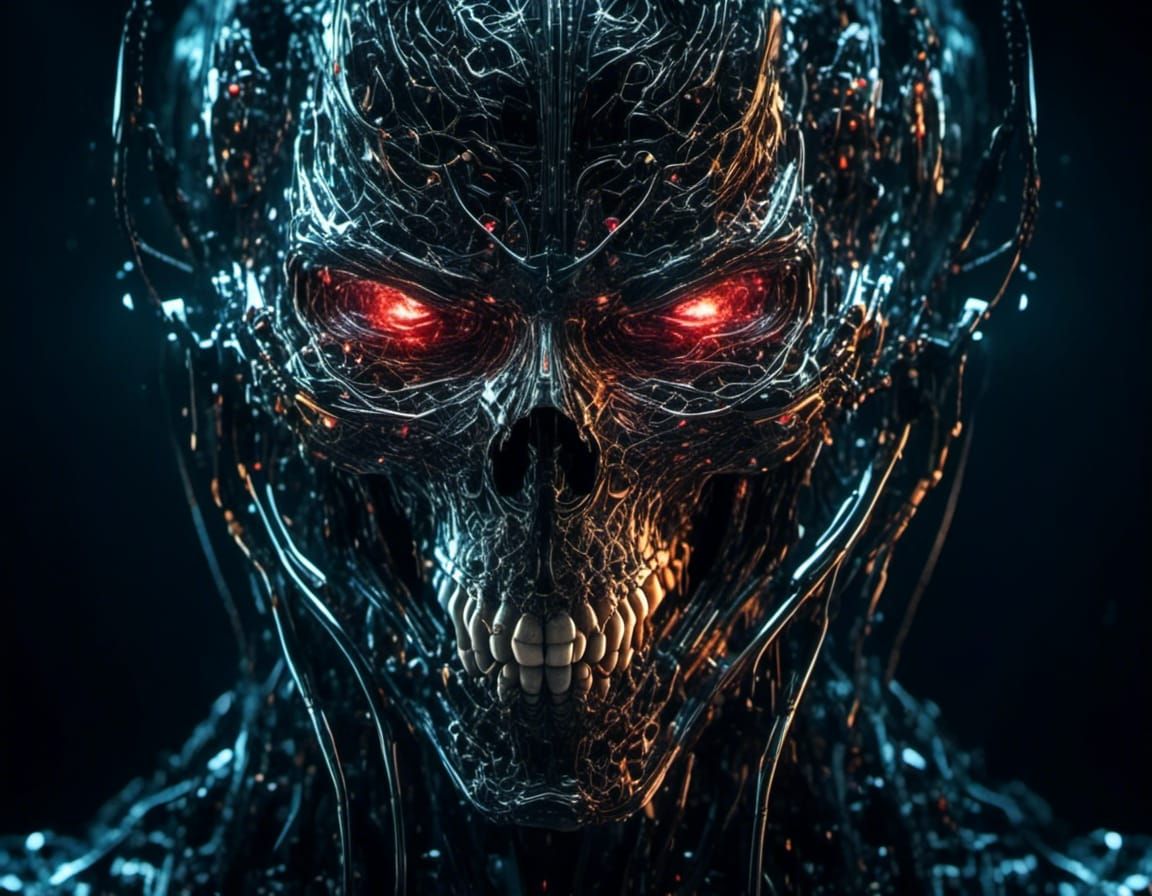 Menacing AI Entity with Robotic Features