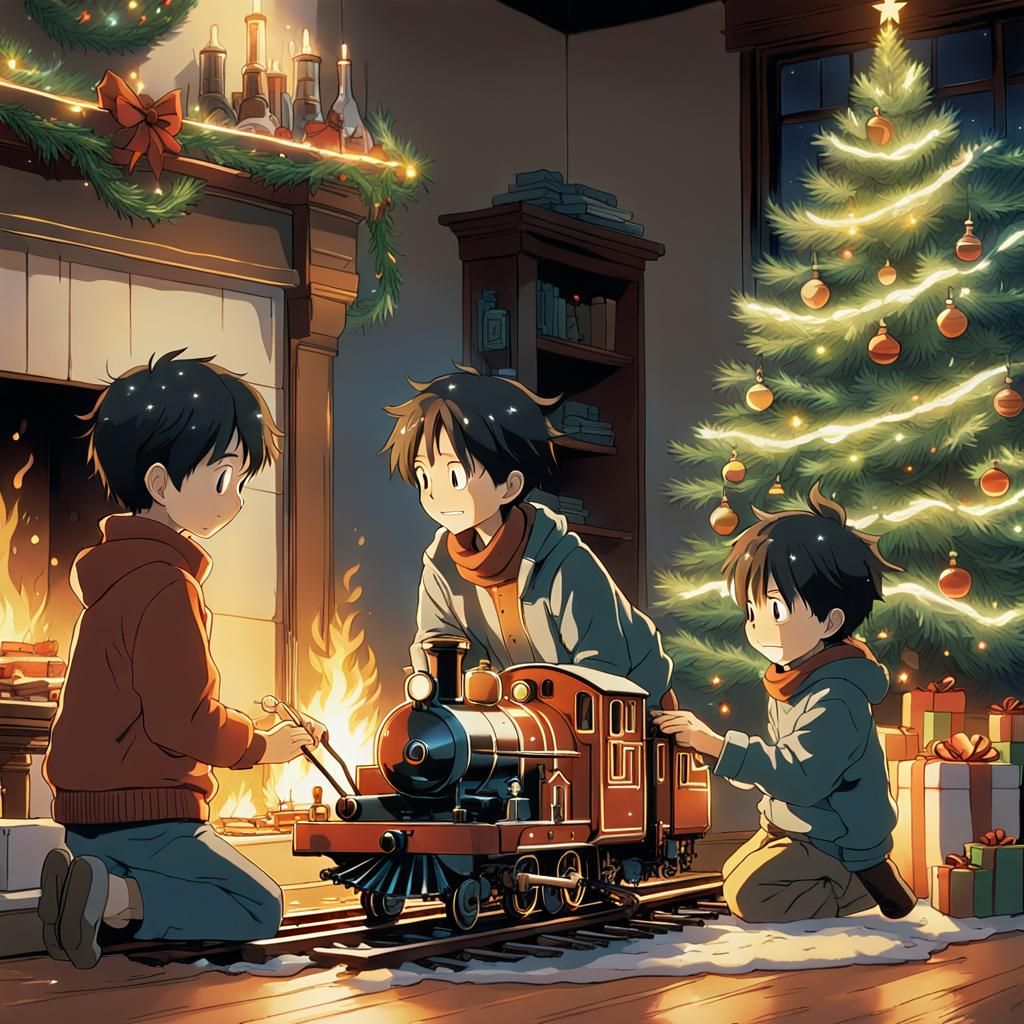 Children's Christmas Eve in Anime Style