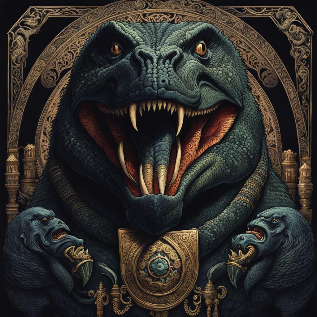 Intricate Watercolor of Sobek, Egyptian Crocodile God