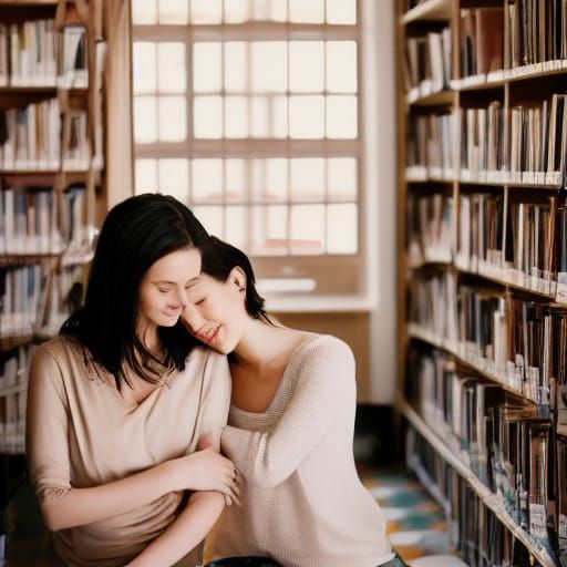 Romantic Moment in a Cozy Library