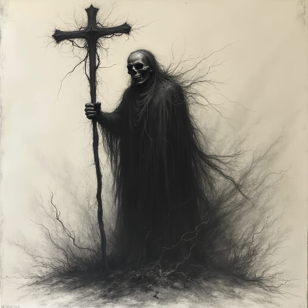 Monochrome Masterpiece of Horror Vacui on Papyrus