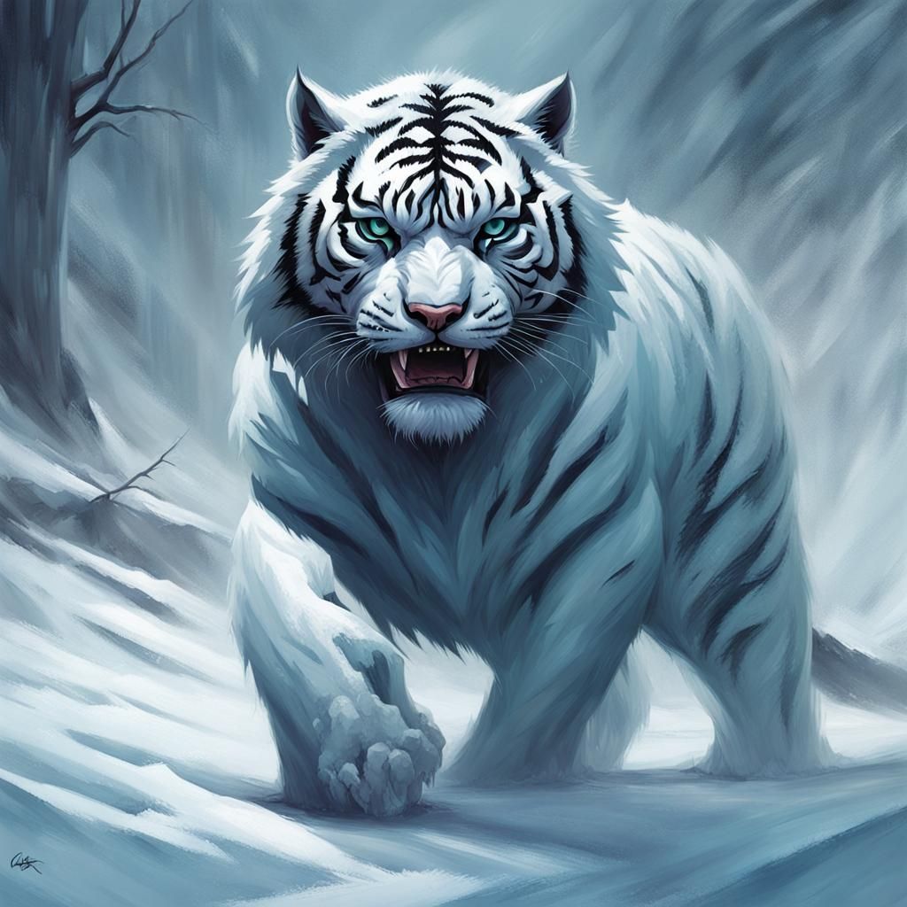 Sinister Ice Tiger Digital Painting