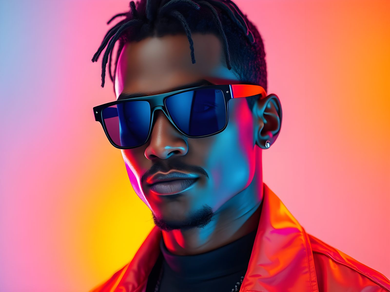 a close up of a person wearing sunglasses