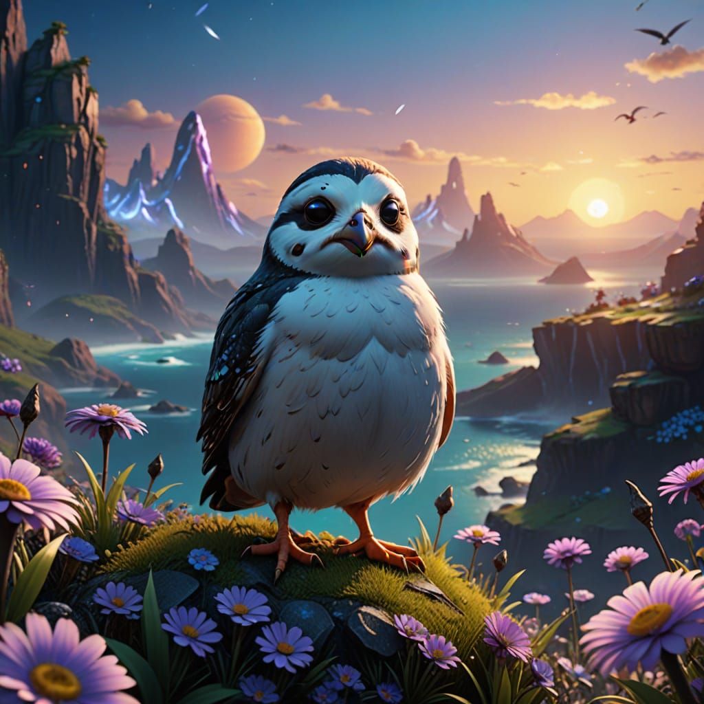 Porgs on a Glowing Planet: Fantasy Concept Art