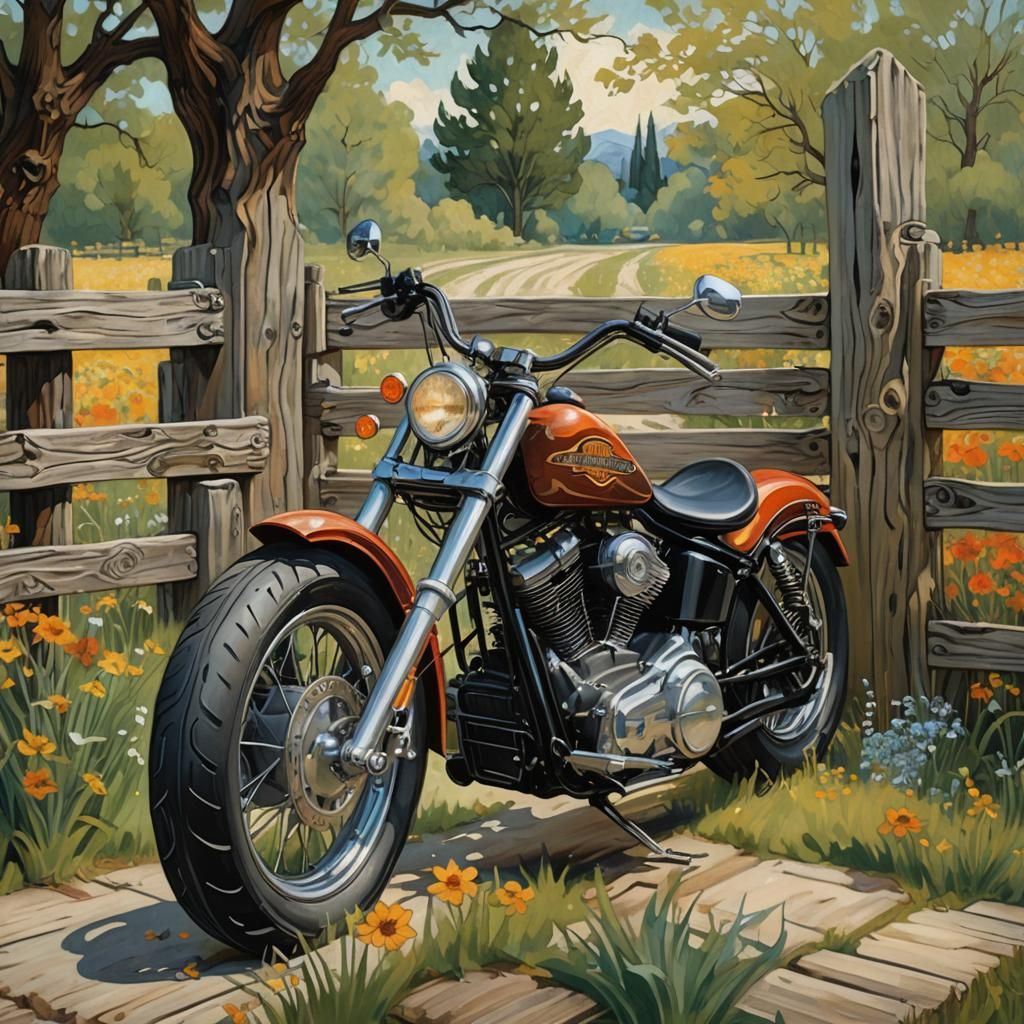Vintage Harley Davidson Fusion Painting