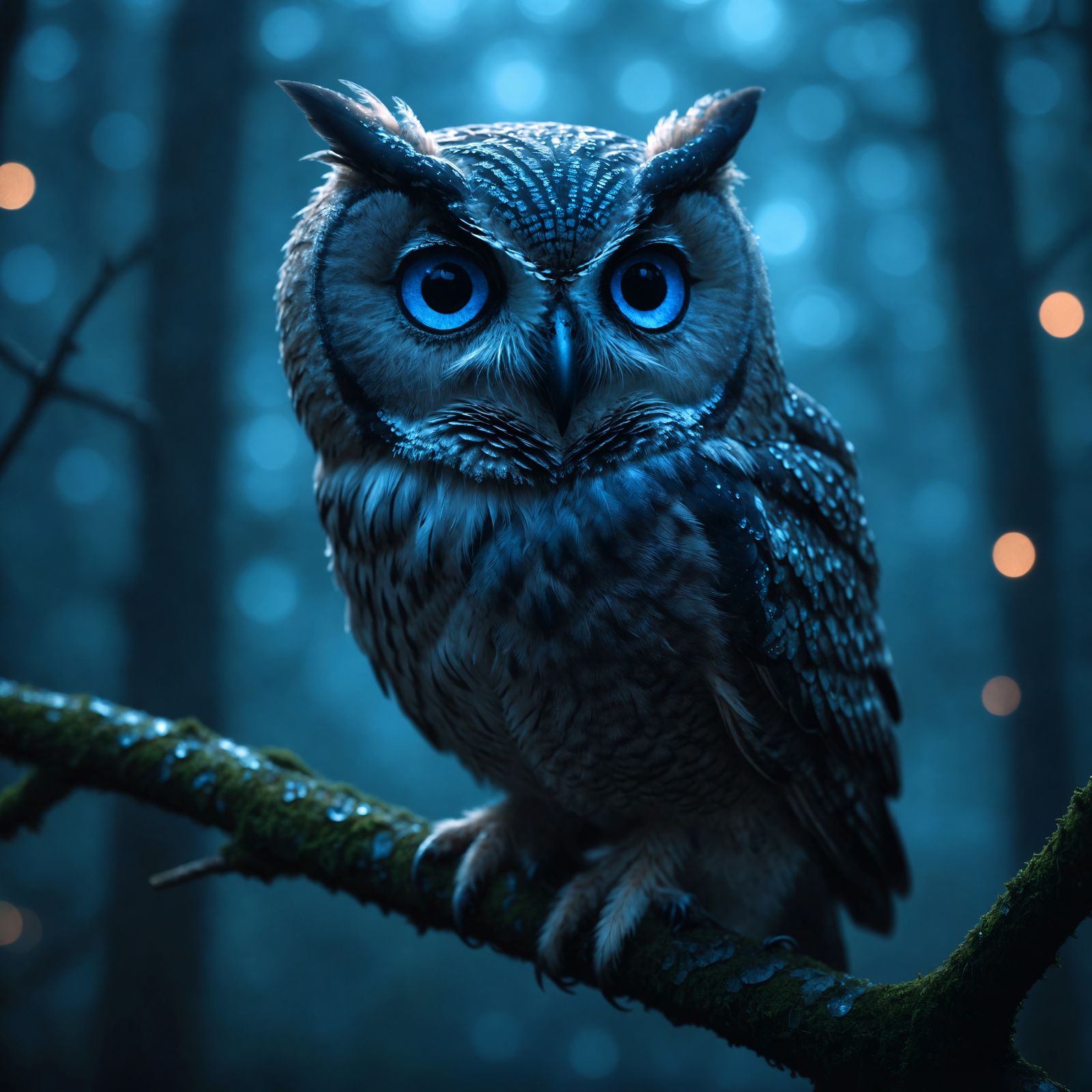 Enchanted Forest Owl with Sparkling Feathers