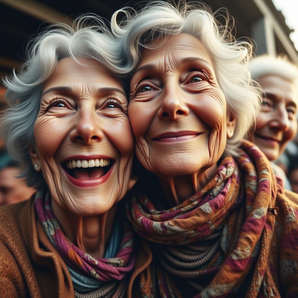 Women's Joyful Reunion in Pop Art Style