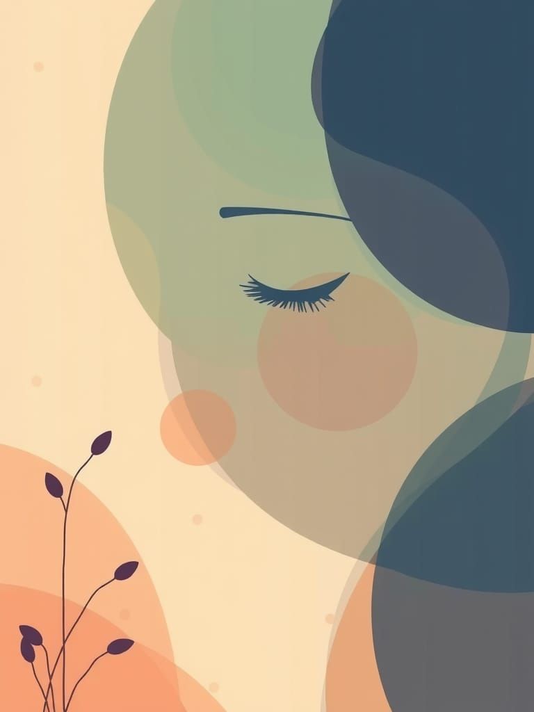 Minimalist Abstract Face with Natural Forms in Poster Art