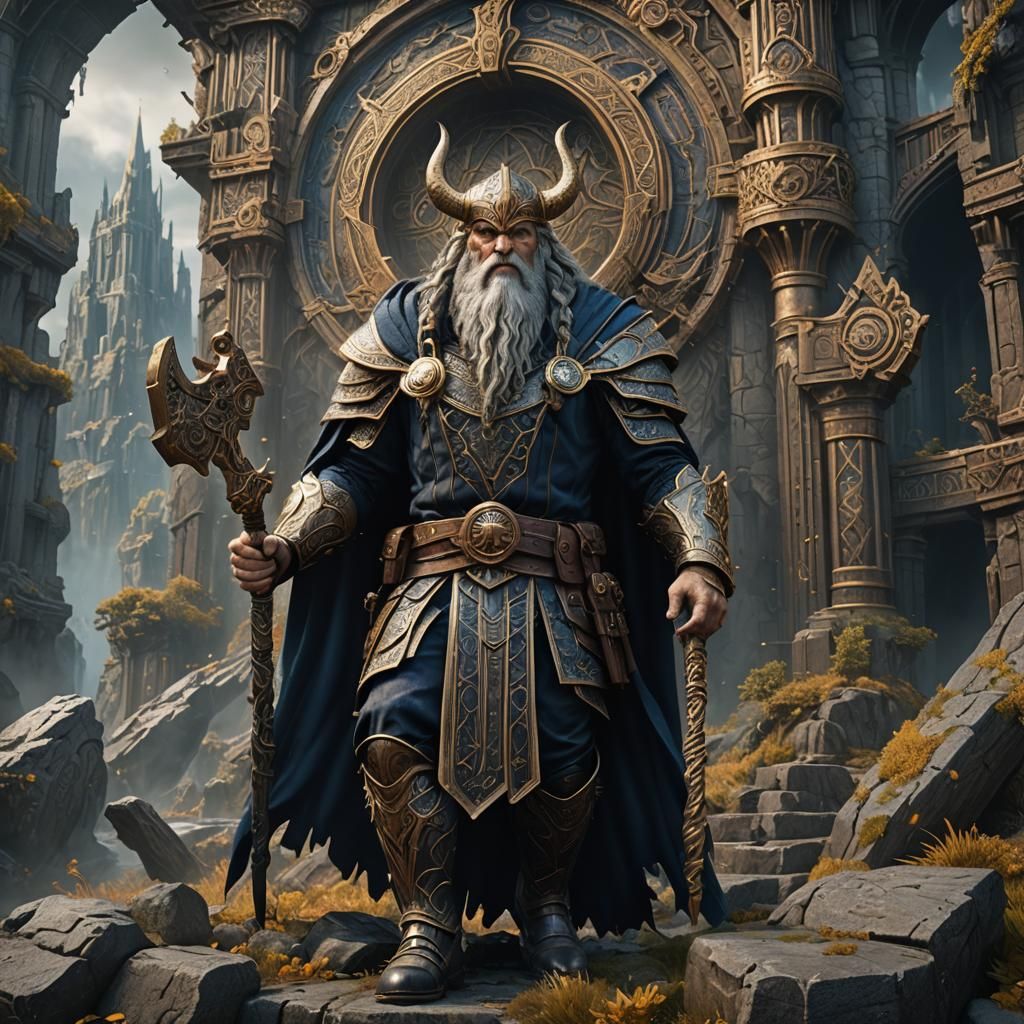 Detailed Painting of Odin in Fantasy Concept Art