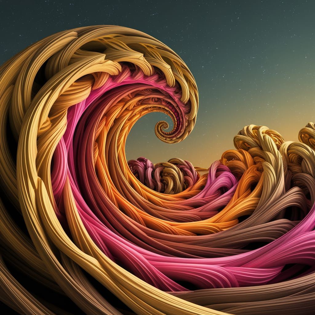Vibrant Cosmic Dance in Starry Night Sky with 3D Shading