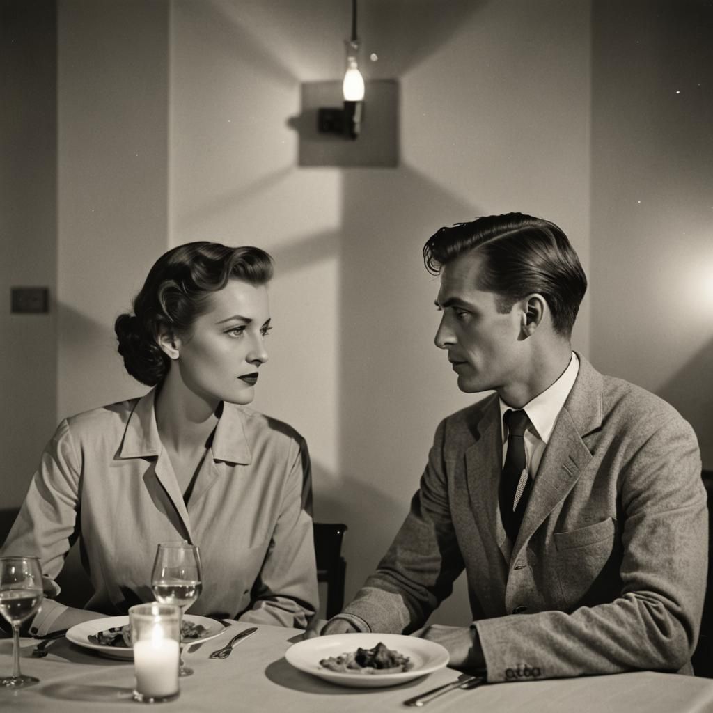 Romantic Bauhaus Dinner Scene by Candlelight
