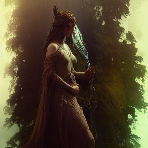 Druid in Prayer: Dark Fantasy Concept Art