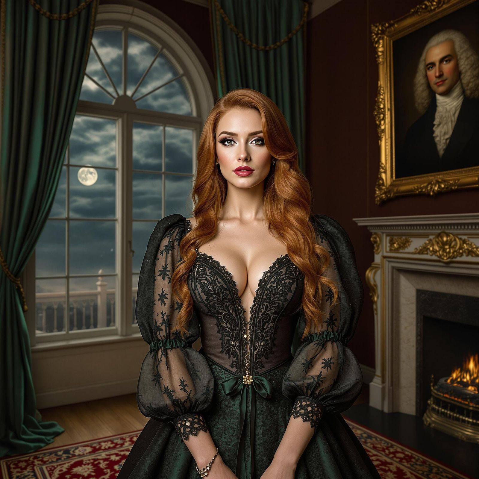 Elegant Woman in Vintage Opulence