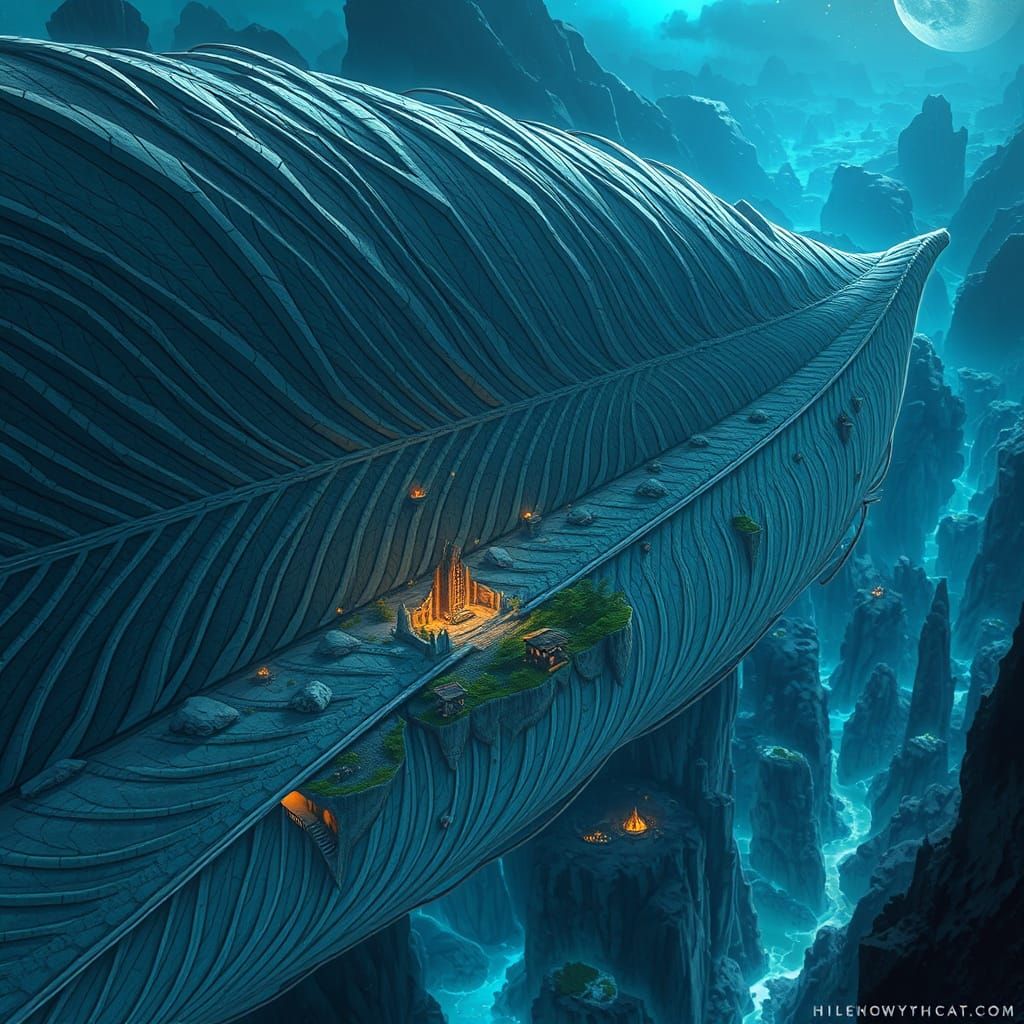 Giant Feather Landscape with Tiny Civilizations