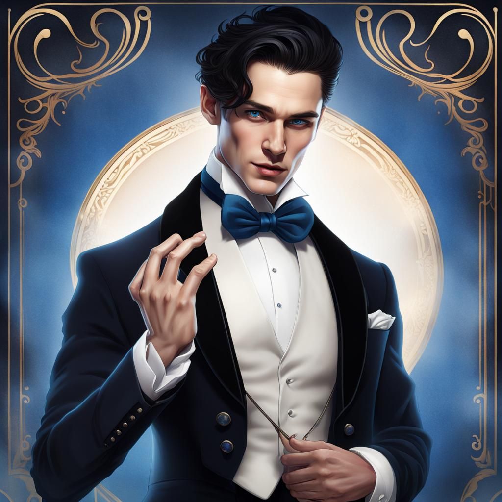 Magician in Black Tuxedo: Hyperrealistic Fantasy Art