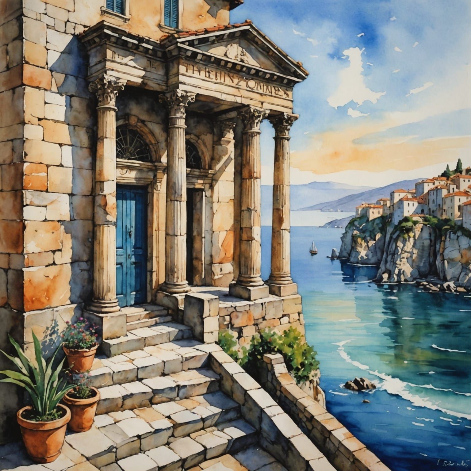 Whispers of Memories: Vintage Watercolor Sea