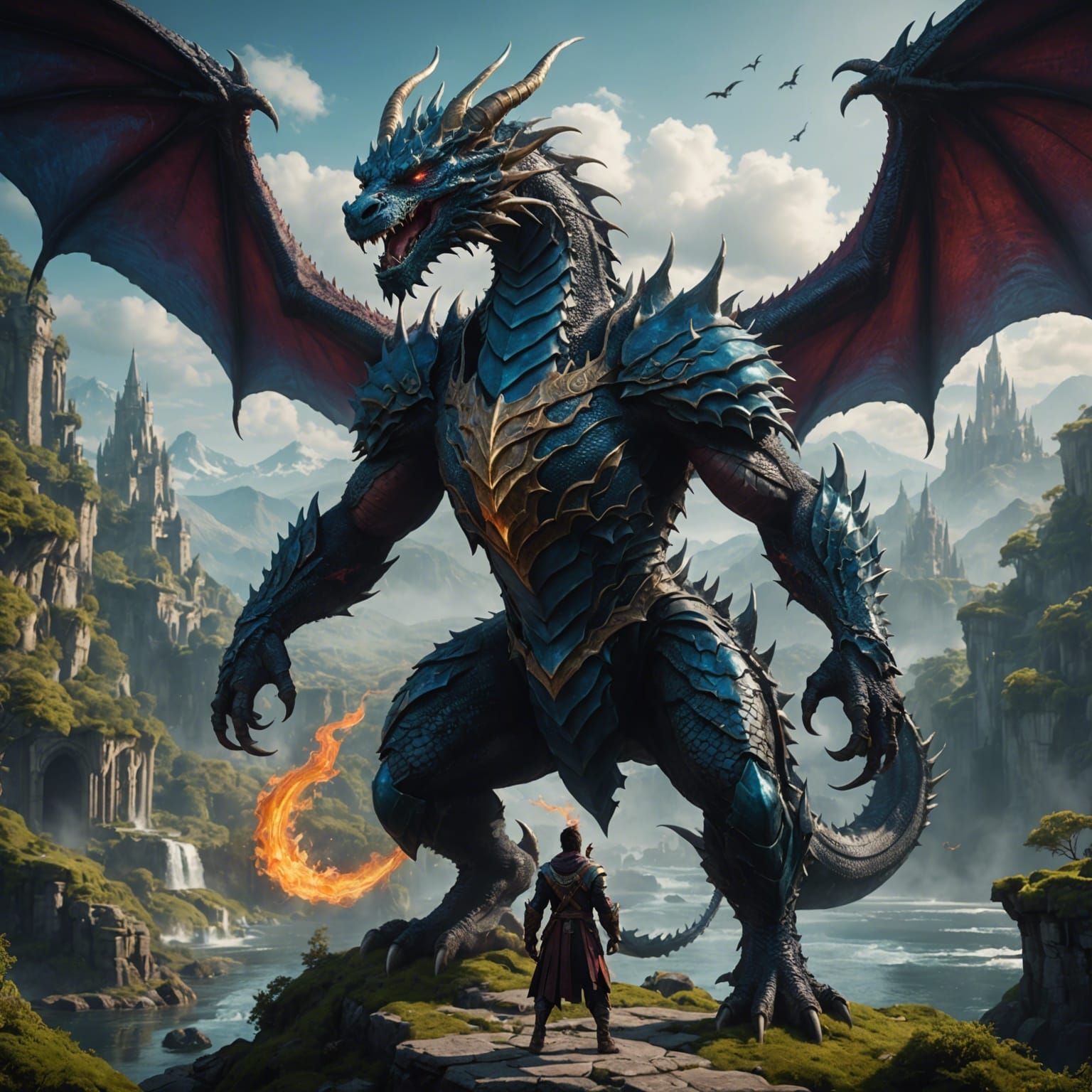 Detailed Dragon Man Matte Painting
