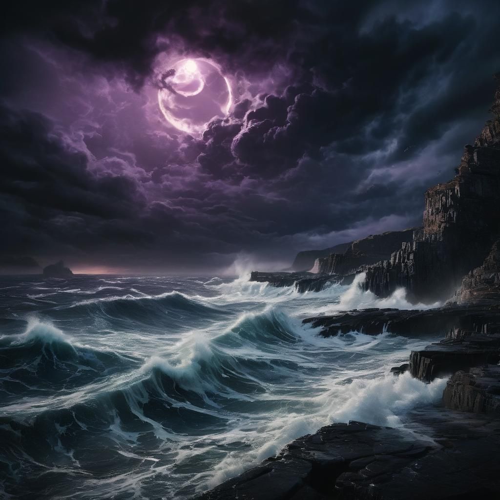 Dramatic Black Moon Fantasy Landscape in Unreal Engine