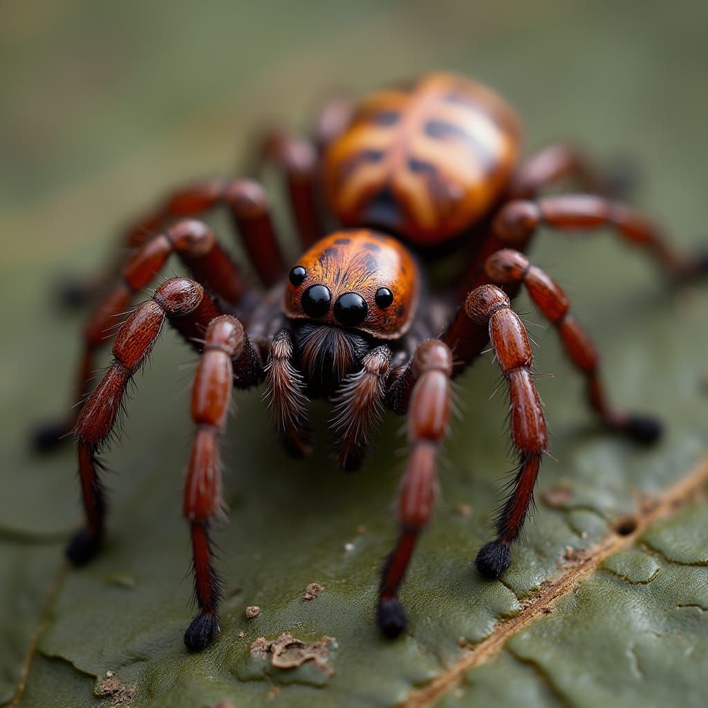 Elegant Mahogany Spider in Dark Woodgrain