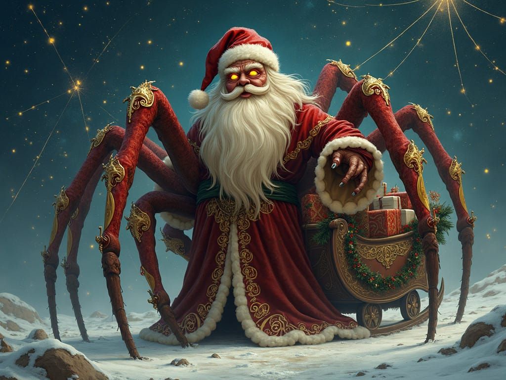Regal Spider King Reaches for Cosmic Sleigh