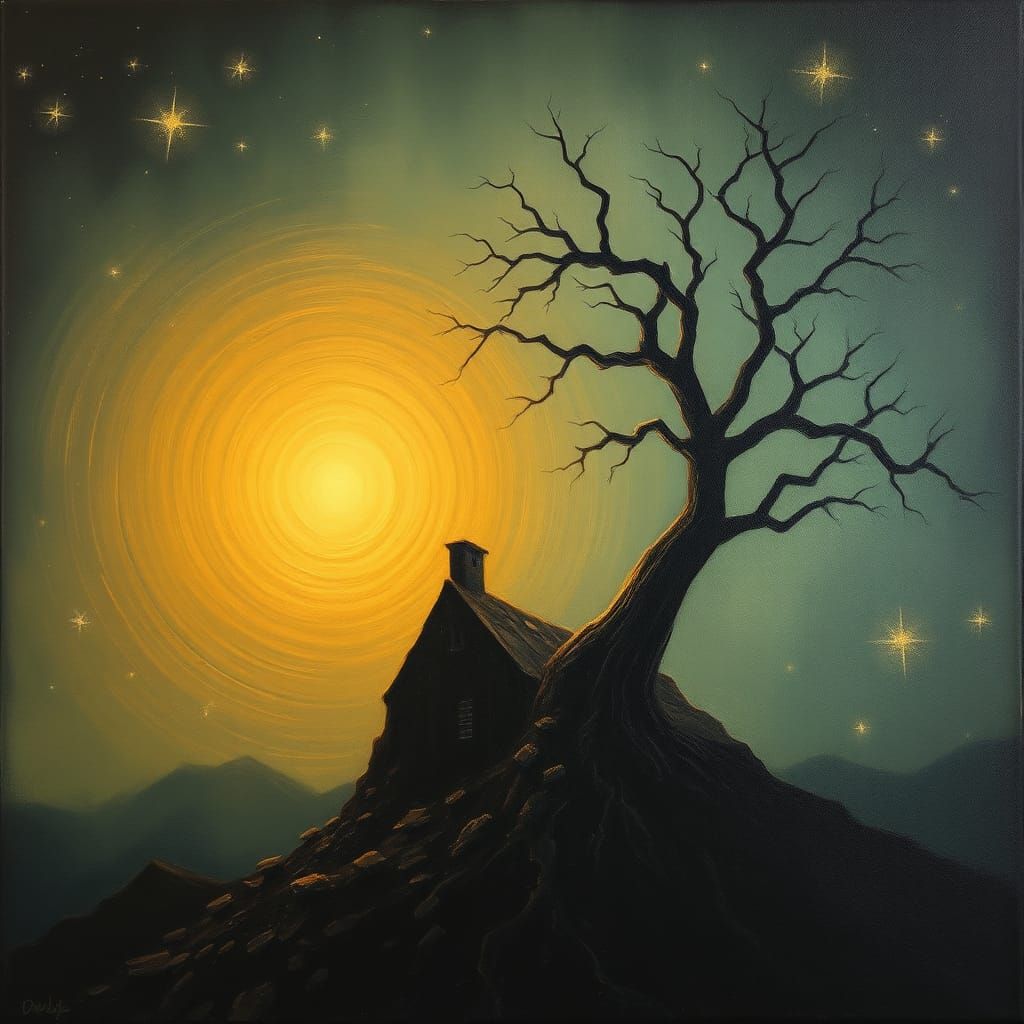 Surreal Dawn Extinguishes Star in Melting Oil