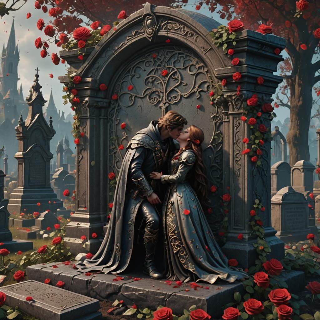 Rose on Grave: Detailed Fantasy Concept Art