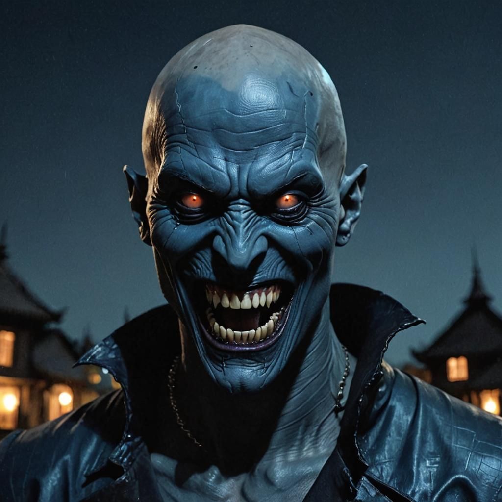 Sinister Fanged Horror Lurking at Night