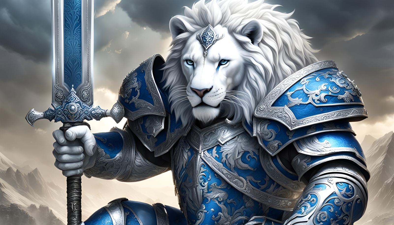 Armored Lion Warrior with Sword of Light