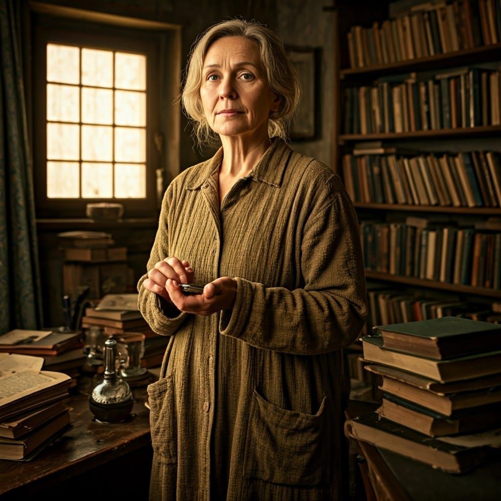 Woman in Study, Impressionist Style