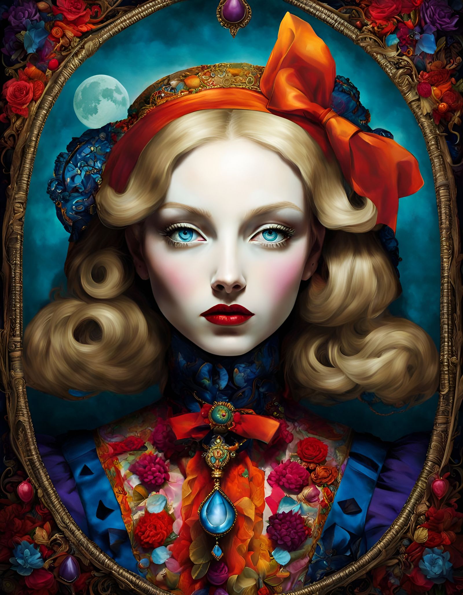 Surreal Alice Portrait in Mixed Media Style