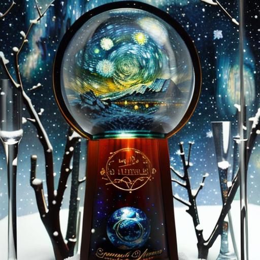 Starry Night Snow Globe: A Psychedelic Van Gogh Scene