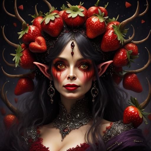 Strawberry Goblin in Dark Fantasy Style